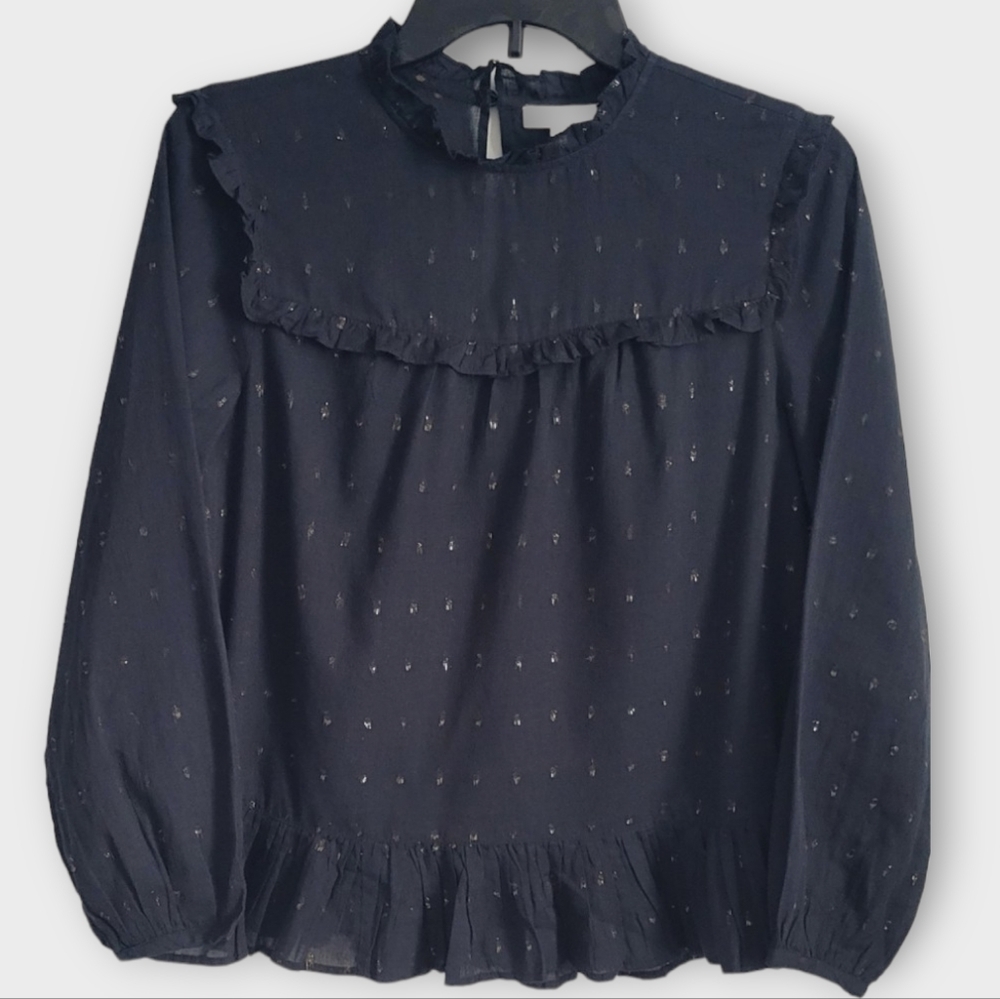 Joie Size Extra Small Black Gianella Blouse Caviar